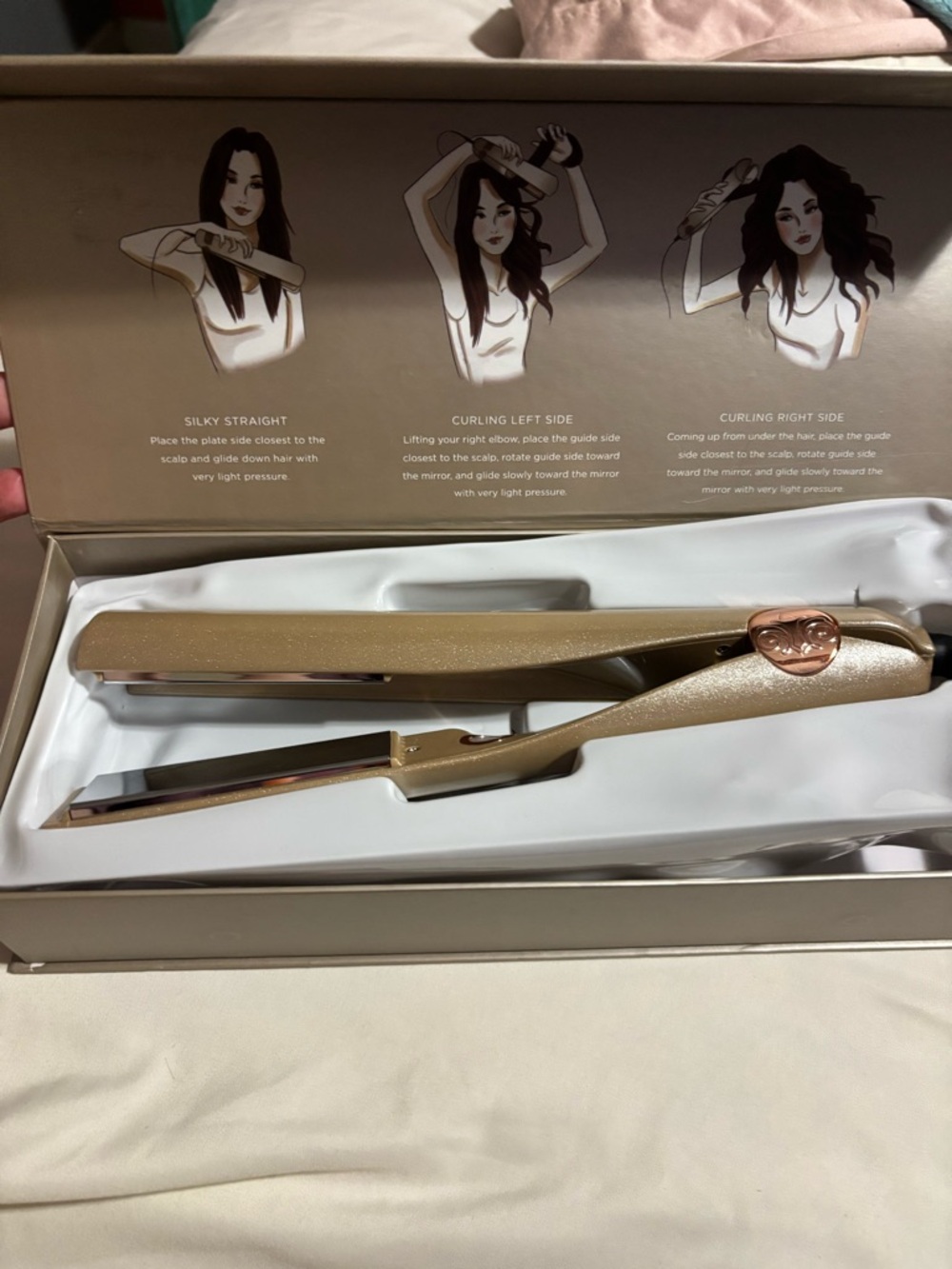 TYME Metallic Gold Hair Straightener with Rose Gold Accent